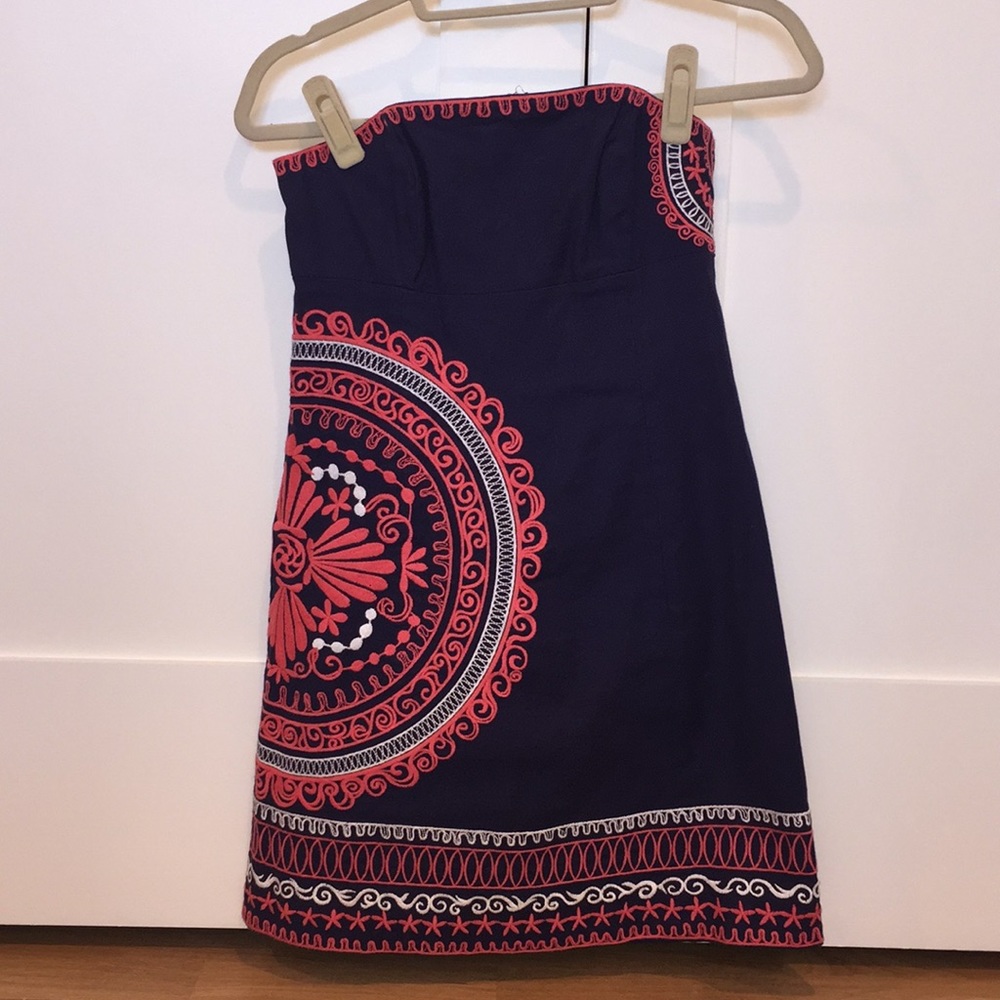 Authentic Lilly Pulitzer Strapless Navy Pink Dress